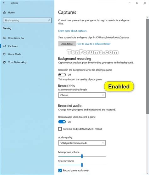 Enable or Disable Windows Game Recording & Broadcasting in .